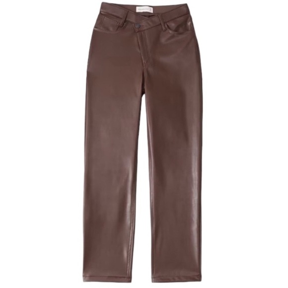 Abercrombie & Fitch Criss-Cross Waistband Vegan Leather 90s Straight Pants 26/2 - Picture 1 of 13
